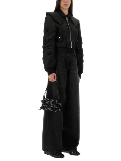 Ganni Duchesse Nylon Fitted Jacket In Black