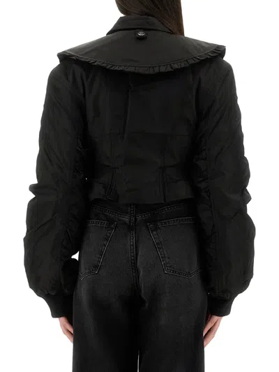 Ganni Duchesse Nylon Fitted Jacket In Black