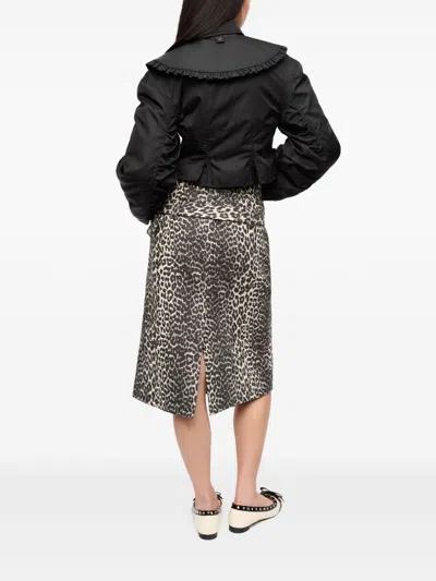 Ganni Duchesse Nylon Fitted Jacket In Black