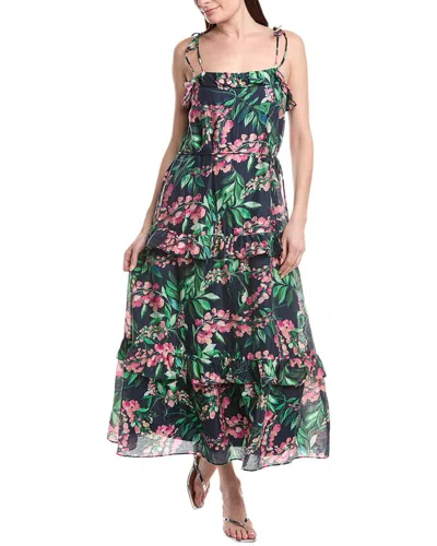 Julia Jordan Tie Shoulder Linen-blend Maxi Dress In Multi