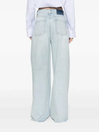 Golden Goose Distressed Light Wash Wide-leg Jeans With High-rise Waist In Blue