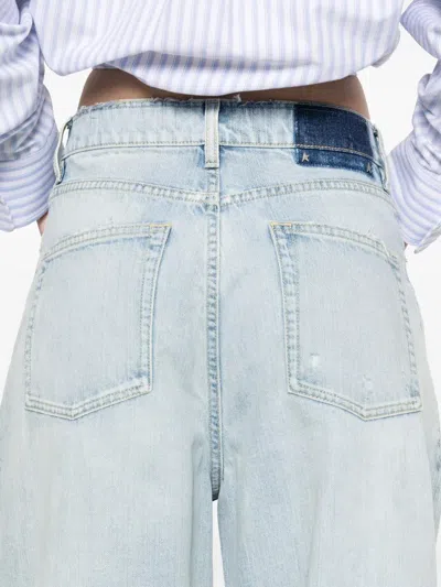 Golden Goose Distressed Light Wash Wide-leg Jeans With High-rise Waist In Blue