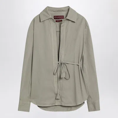 Gucci Dusty Green Shirt With Waist Ribbon Women In Gray