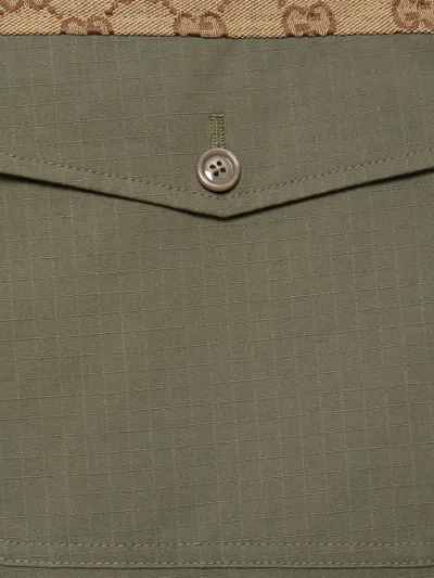 Gucci Cotton Ripstop Cargo Pants With Monogram Fabric Inserts In Green