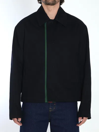 Gucci Signature Web Embossed Gabardine Jacket In Blue