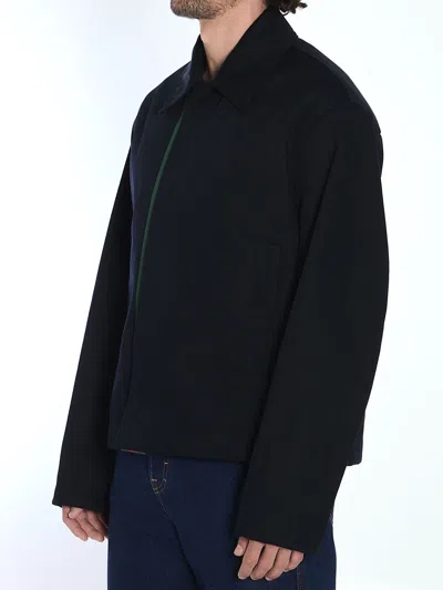 Gucci Signature Web Embossed Gabardine Jacket In Blue