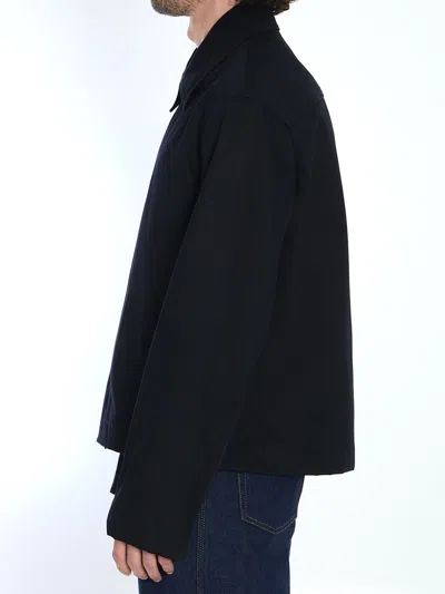 Gucci Signature Web Embossed Gabardine Jacket In Blue