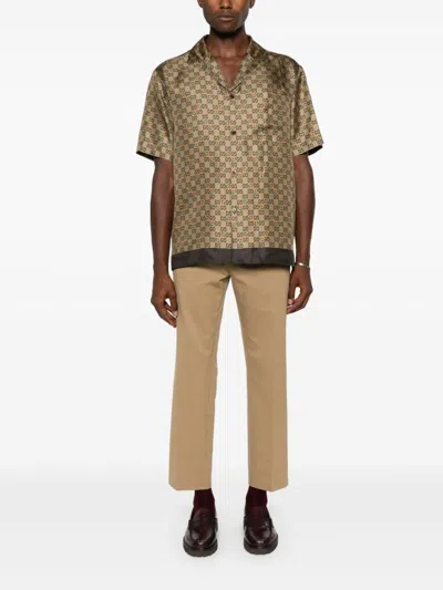 Gucci Cotton Trouser With Web Band Detail In Neutral