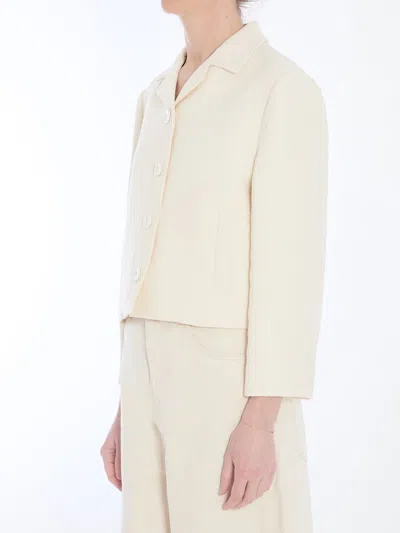 Gucci Gg Jacquard Cropped Jacket In Neutral