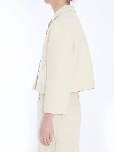 Gucci Gg Jacquard Cropped Jacket In Neutral