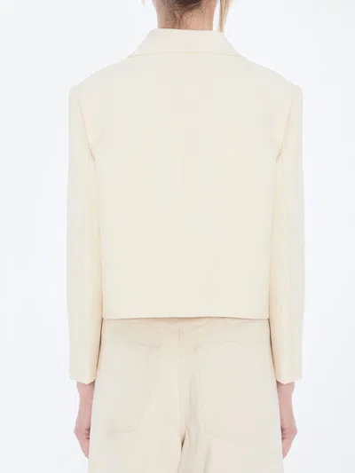 Gucci Gg Jacquard Cropped Jacket In Neutral