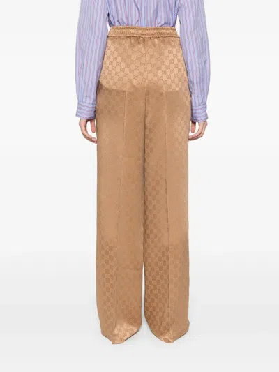 Gucci Gg Jacquard Track Pants In Brown