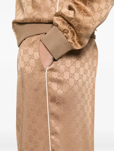 Gucci Gg Jacquard Track Pants In Brown
