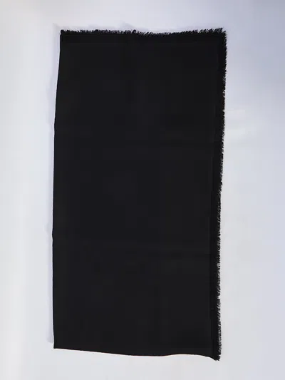 Gucci Black Wool And Silk Gg Jacquard Shawl