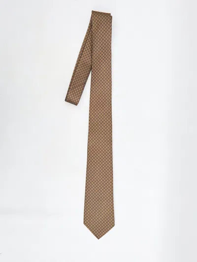 Gucci Gg Jacquard Tie In Brown