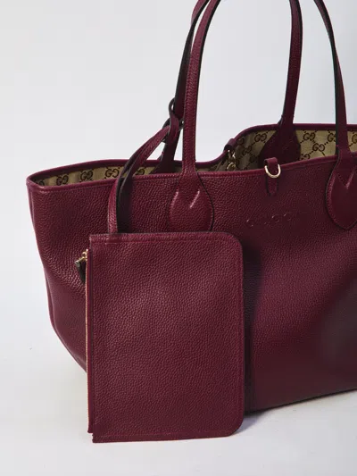 Gucci Borsa Shopping Reversibile In Pelle Bordeaux Donna In Brown