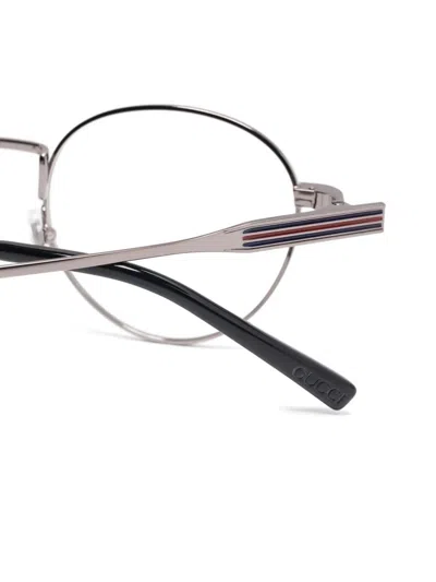 Gucci Ruthenium-ruthenium-transparent Metal Glasses In Black