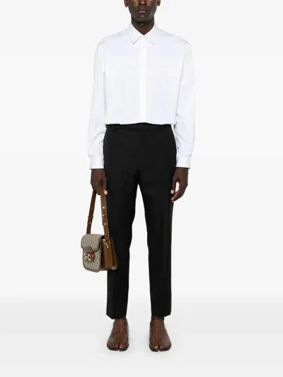Gucci Wool Blend Twill Bush Trousers In Black