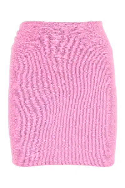 Hunza G Fluo Pink Stretch Nylon Blend Miniskirt