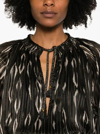 Isabel Marant ml Sana Black Dress With Golden Stripes