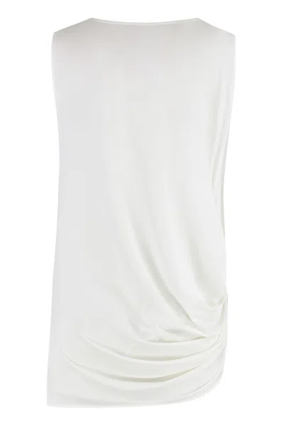 Jacquemus Le Haut Peplo White Top With Square Neck And Cut-out On The Side In Viscose Blend Woman In White