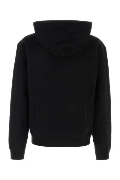 Jil Sander Relaxed Fit Black Cotton Hoodie With Logo Print In Black