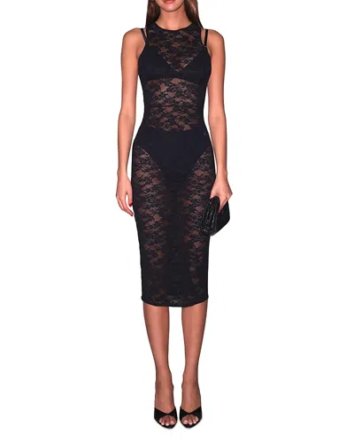 Fleur Du Mal Le Stretch Lace Racer Tank Dress In Black