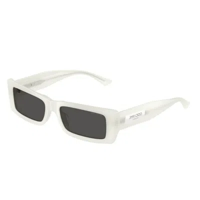 Jimmy Choo Lennon 54mm Polarized Rectangular Sunglasses In White