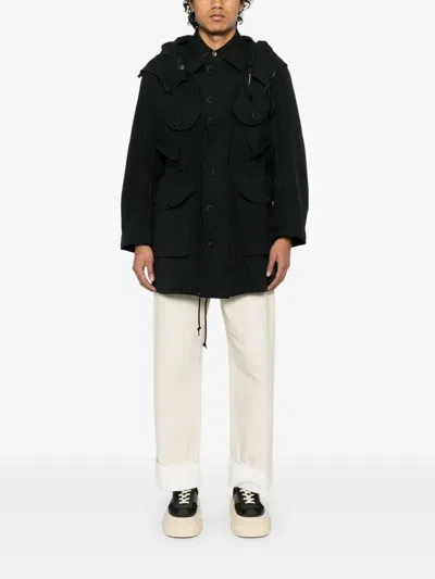 Junya Watanabe Men's Nylon Parka Coat In Black