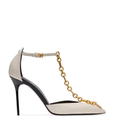 Balmain Leather Sync Heeled Mules 95 In Neutral