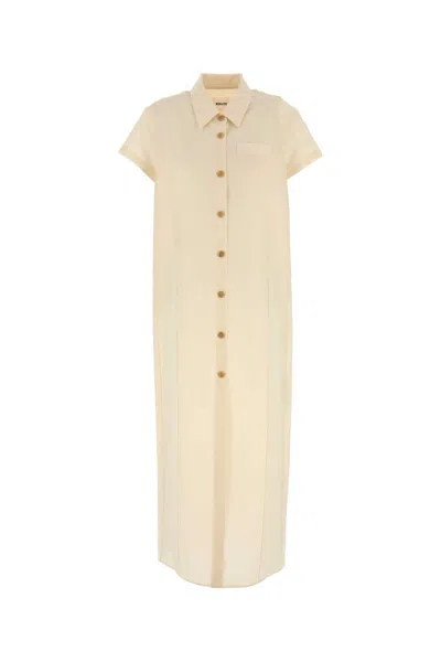Khaite Effy Silk And Cotton-blend Organza Midi Shirt Dress In Neutral