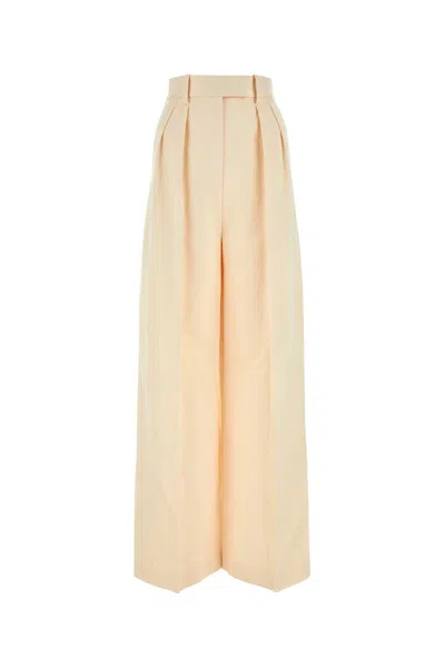 Khaite Ivory Cotton Blend Wide-leg Teyana Pant In Neutral