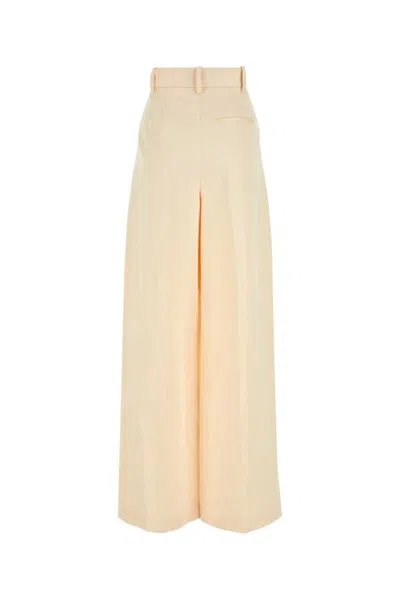 Khaite Ivory Cotton Blend Wide-leg Teyana Pant In Neutral