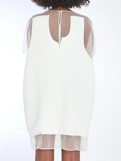 Khaite White Panel Midi Dress With Sheer Inserts In White