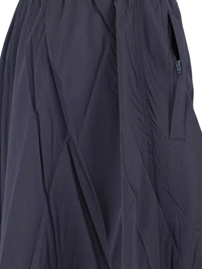 Balenciaga Elastic Waistband Midi Length Pleated Skirts In Blue