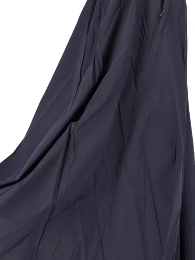 Balenciaga Elastic Waistband Midi Length Pleated Skirts In Blue