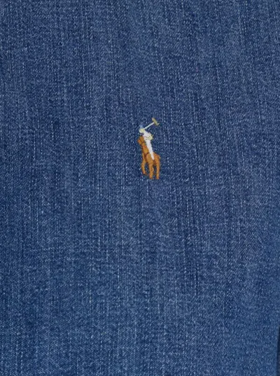 Polo Ralph Lauren Blue Shirt With Classic Collar And Pony Embroidery On The Front In Denim Woman In Blue