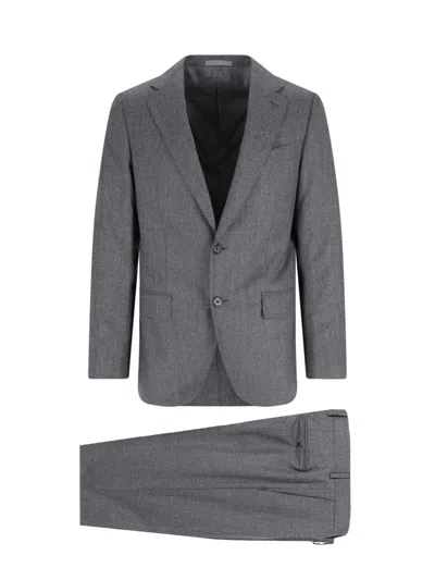 Caruso Tailored Grey Suit With Two-button Blazer In Gray