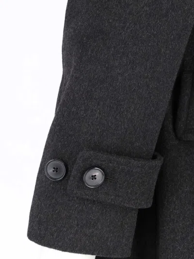 Caruso Double-breasted Grey Coat With Notched Lapel In Black