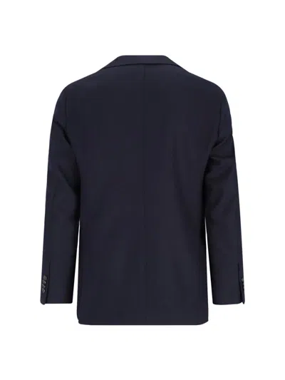 Caruso Tailored Black Herringbone Jacket With Notched Lapel In Black