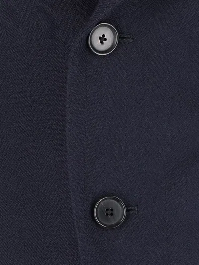 Caruso Tailored Black Herringbone Jacket With Notched Lapel In Black