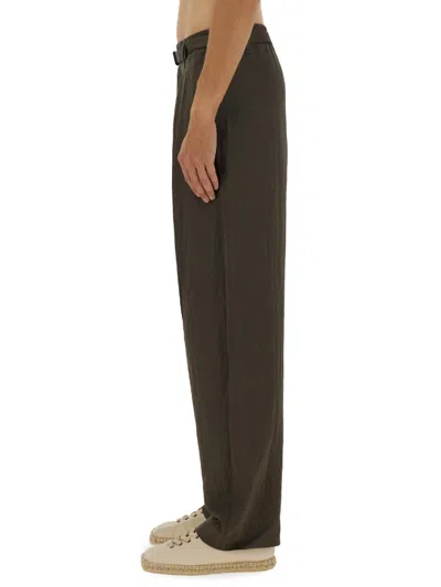 Lemaire Pleated Waistband Trousers With Practical Pockets In Brown
