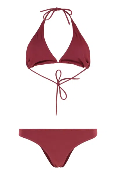 Lido Cinquantacinque Triangle Bra Bikini In Burgundy