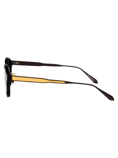 Linda Farrow Black/yellow/mattnickel/grey Acetate Sunglasses