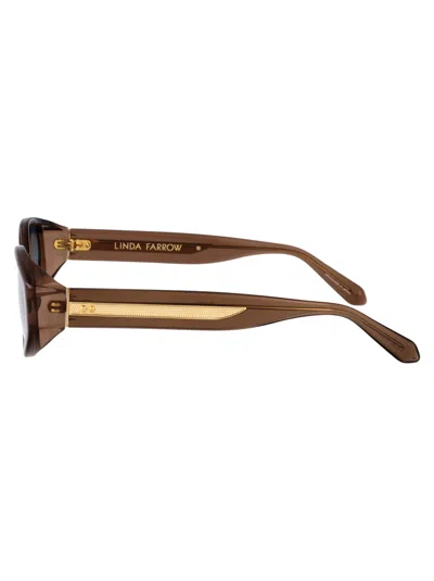 Linda Farrow Brown/lightgold/aquagrad Acetate Sunglasses
