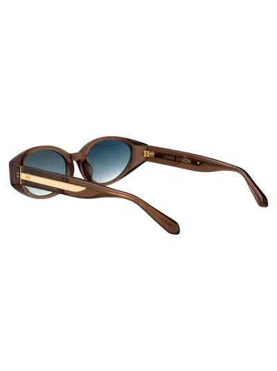 Linda Farrow Brown/lightgold/aquagrad Acetate Sunglasses
