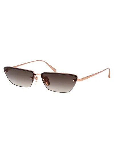 Linda Farrow Rosegold/mochagrad Titanium Sunglasses
