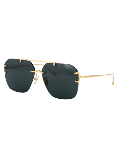 Linda Farrow Reyner Titanium Sunglasses In Green