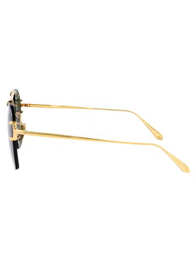 Linda Farrow Reyner Titanium Sunglasses In Green