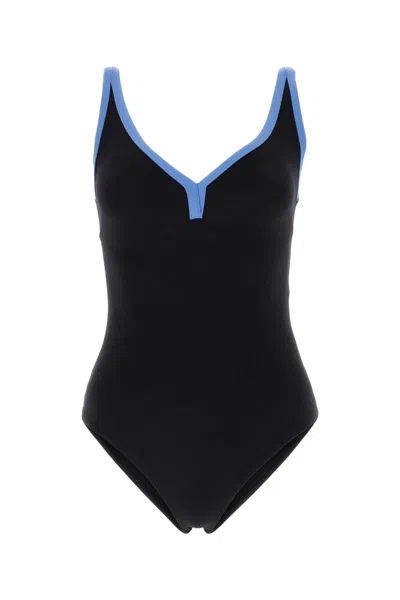 Lisa Marie Fernandez Maria Contrasting Trimmings Swimsuit V-neckline